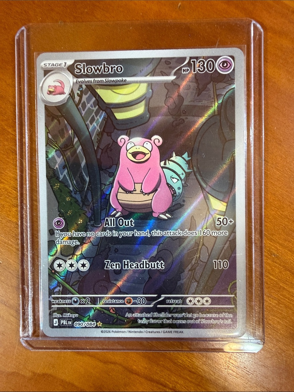Pokemon Slowbro Pink and Blue Holo Rare Card